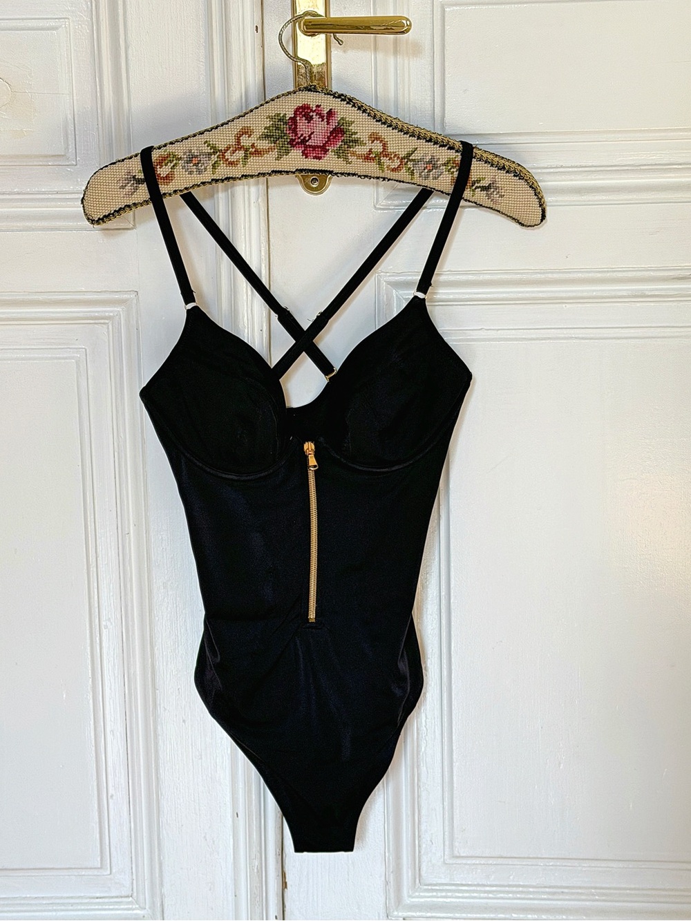 Agent Provocateur Black Strappy Zip-Front One-Piece